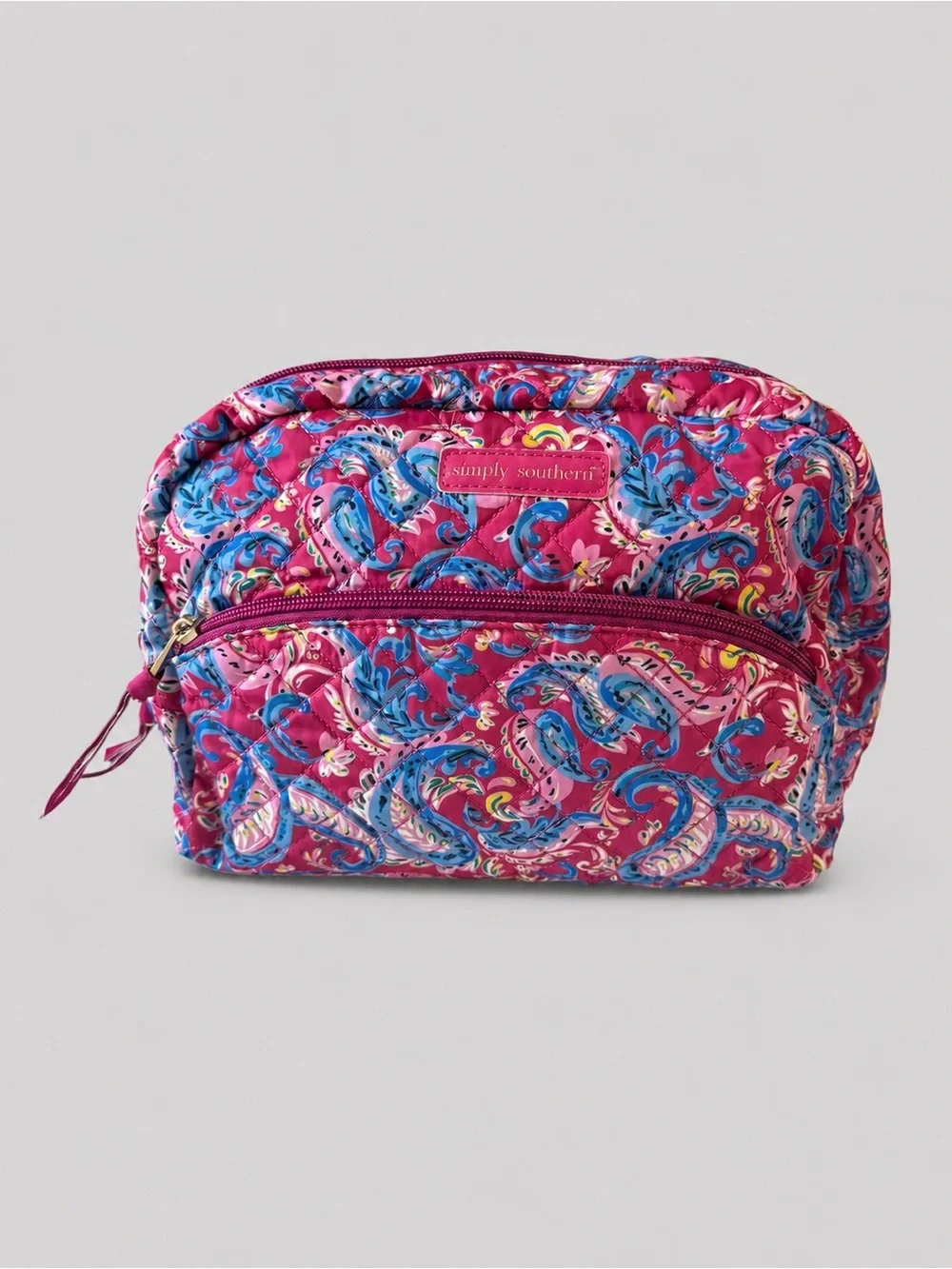 Simply Southern Large Cosmetic Bag Vacation Pink Paisley